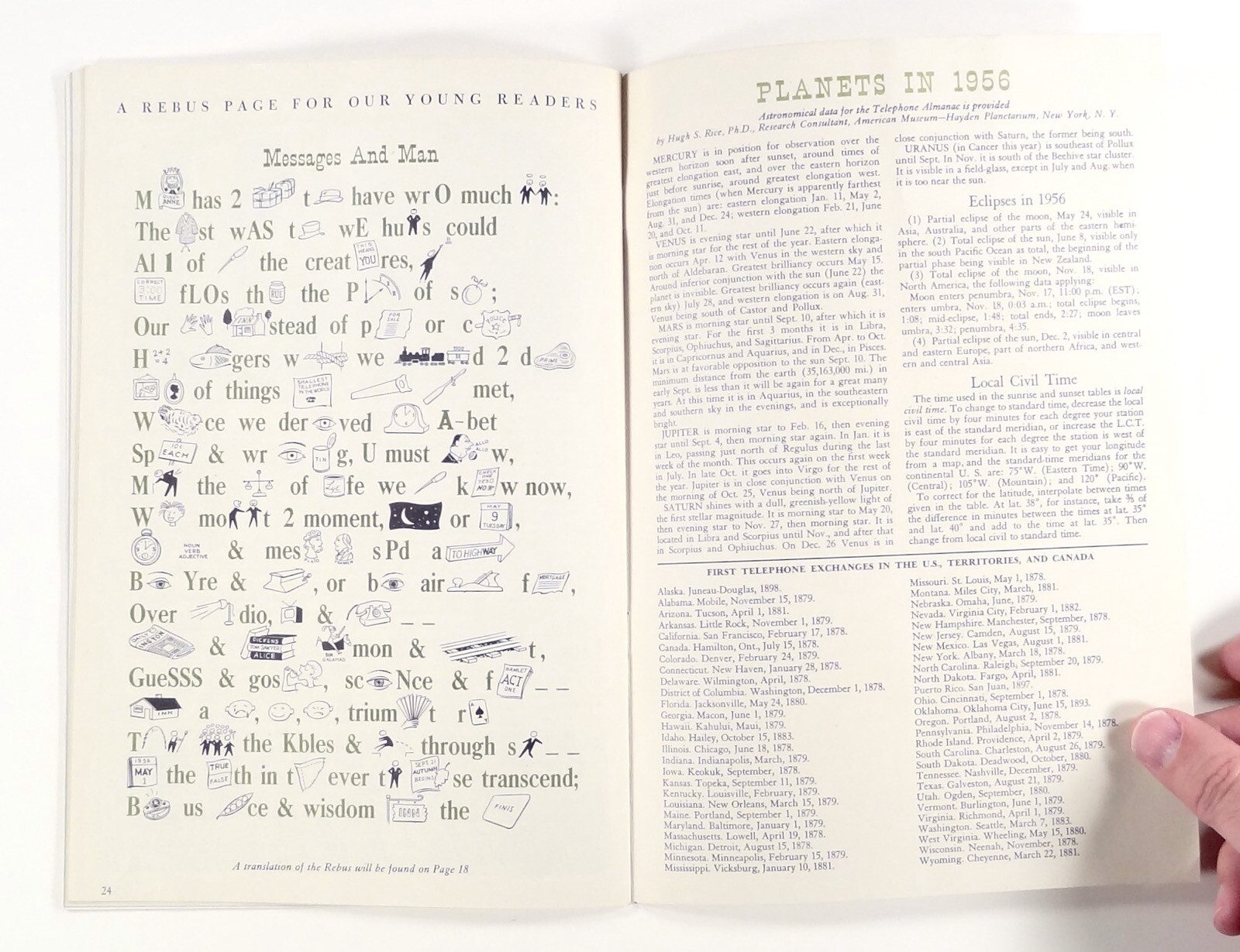 1956 BELL TELEPHONE ALMANAC trivia HISTORY midcentury monopolies