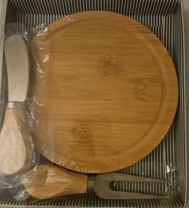 Mini Bamboo Cheese Board Set With Knife & Fork