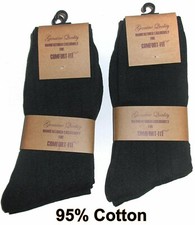 6 or 12 Pairs Mens COMFORT FIT Dress / Casual Ribbed Cotton Crew Socks