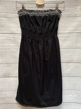 Guess Jeans Black Strapless Dress S Cotton Lace Hem