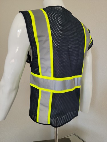 Navy Blue High Visibility Safety Vest Mesh fabric. (Small-5XL - Picture 7 of 7