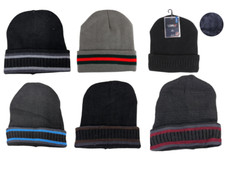 Men Women Warm Thermal Fur Lined Insulated Knit Solid Beanie Winter Hat ski Cap