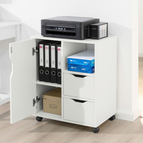 SoBuy Mesa Impresora con 2 Cajones y 1 Puerta Archivador FBT105-W - Imagen 3 de 6