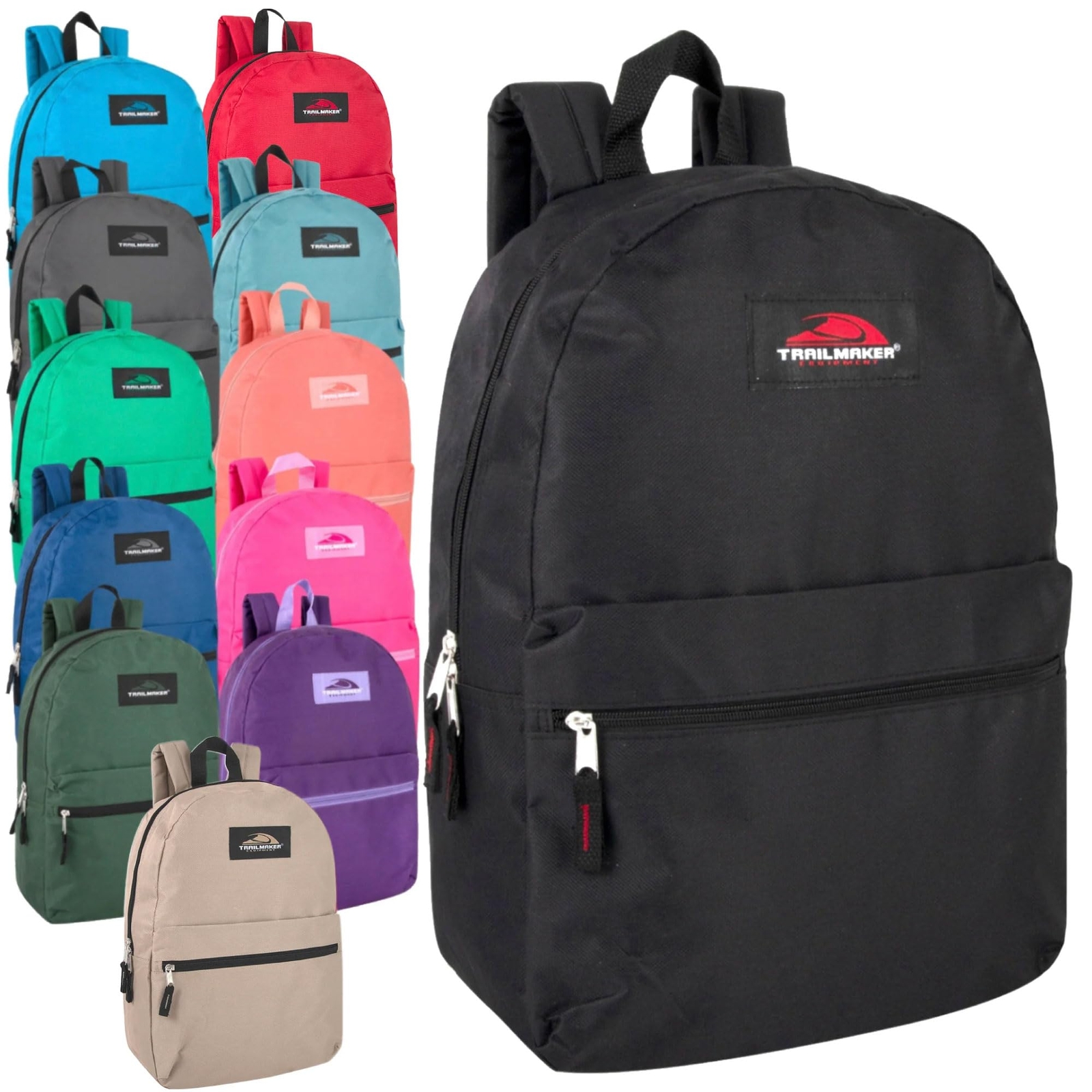 24-Pack Bulk Classic Backpacks for Boys and Girls in Assorted Colors