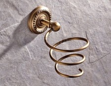 Antique Brass Retro Bathroom Hair Dryer Holder Wall Mounted Dryer Holder Fba272