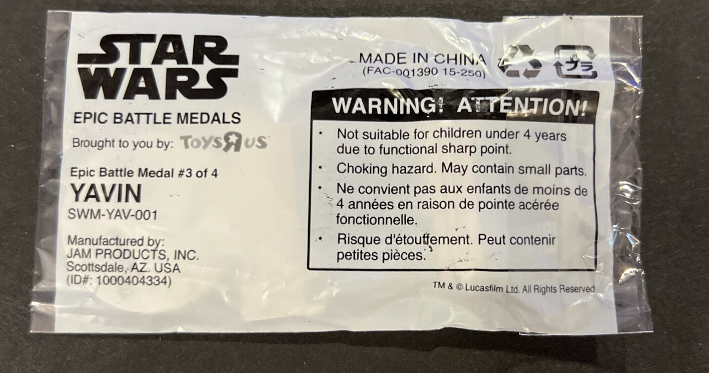STAR WARS Epic Battle Medals Medal Yavin #3 of 4 Toys R US Exclusive Deal JAM