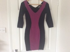 Apricot contrast middle panel body con dress black/purply pink size XS