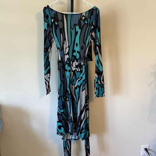 Issa London Silk Jersey Wrap Dress Size UK 10 US 6 Multicolored Left Side Zipper - Picture 6 of 14