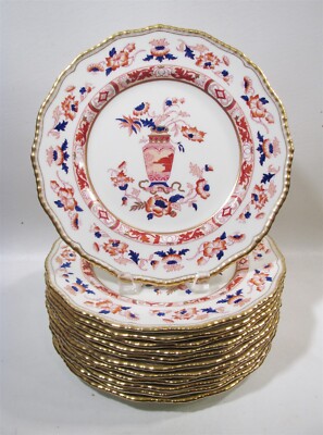 19thC Royal Doulton England Robert Allen 12 Dinner Plates Imari V976 RA725