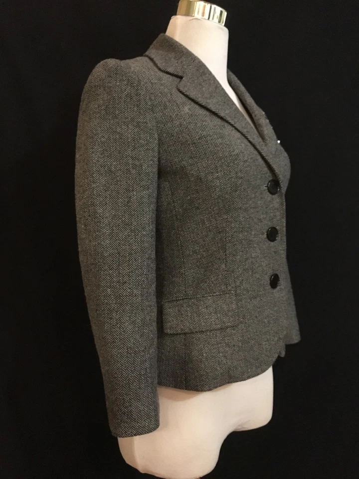 * Blazer de cuentas de mezcla de lana espiga para mujer 2 1091 NUEVO SIN ETIQUETAS LAUNDRY SHELLI SEGAL Foto 3 de 4