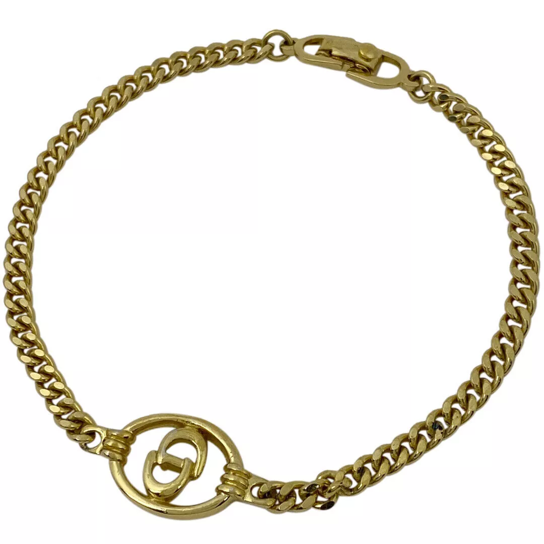 Christian Dior Bracelet Metal Gold Logo Chain