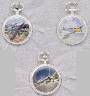Lot De 3 Montres à Gousset Mécaniques En Argent Plaqué Style WW2 - Neuf Avec Boîte