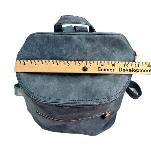 Backpack Purse Blue Vegan Leather Detachable Shoulder Strap Back & Inside Pocket - Picture 11 of 11