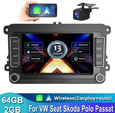 7'' Autoradio Für VW GOLF PASSAT Carplay Android 13 AutoRadio GPS +Kamera FM 64GB