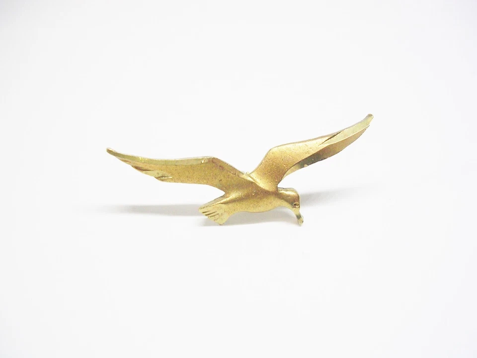 Pin de corbata gaviota con cadena corte diamante tono dorado corbata desgaste formal Foto 2 de 3