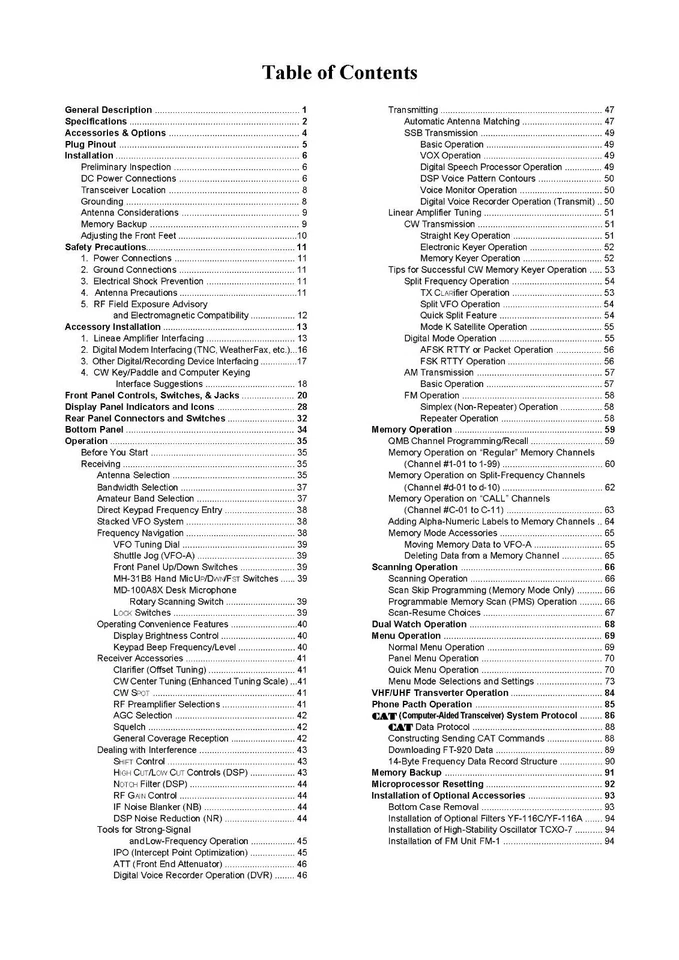 Yaesu FT-920 Transceiver Instruction Manual Operating Guide Coil Bound - Image 2 of 4