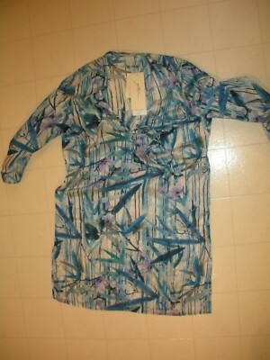 GOTTEX Blue Exotic Paradise Sarong Coverup Tunic Sz Small NWT 