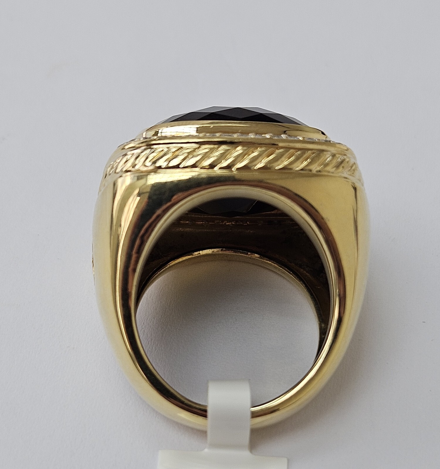 David Yurman 18k Yellow Gold Onyx Diamond Ring - image 6