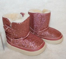 NIB UGG Keelan Suede Sparkle Toddler Booties Pink Glitter 0/1 0-6 Months