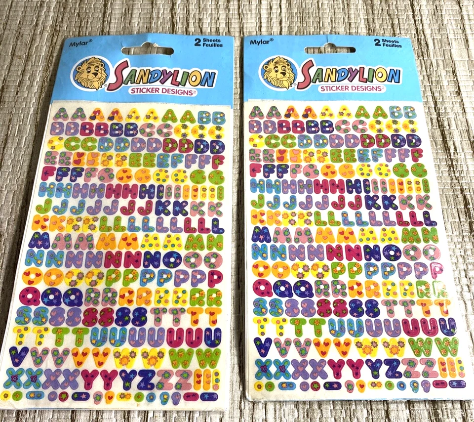 Vintage Lot 2 SANDYLION ALPHABET STICKERS Mylar 2 NEW SEALED - Image 2 of 4