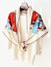 73"x45"x45"Sailing Print 40 Silk 60 Wool Thin Triangle Scarf Shawl 185x115x115cm