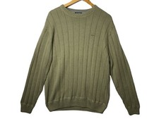 Dockers Men Long Sleeve Sweater Olive Green Crewneck Sweater Size XL 100 Cotton