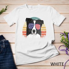 T-shirt unisex Patriotic Border Collie bandiera americana cane regalo uomo donna