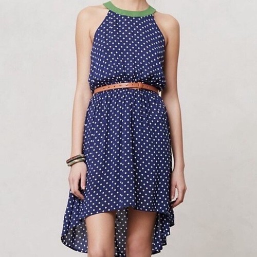 Anthropologie LILKA Navy Polka Dot 