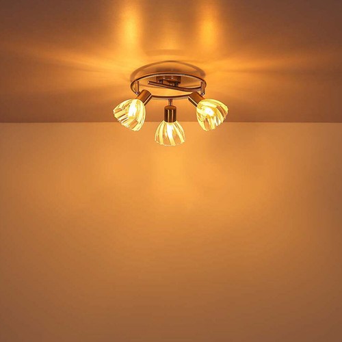 Lampada Da Soffitto Rondell Per Soggiorno Argento 3 Fiamme Regolabile - Foto 3 di 5