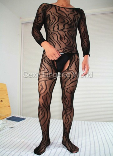 Males Body stockings Sexy Underwear Full Bodysuit Overall Lace Tights Top Outfit - Bild 29 von 74
