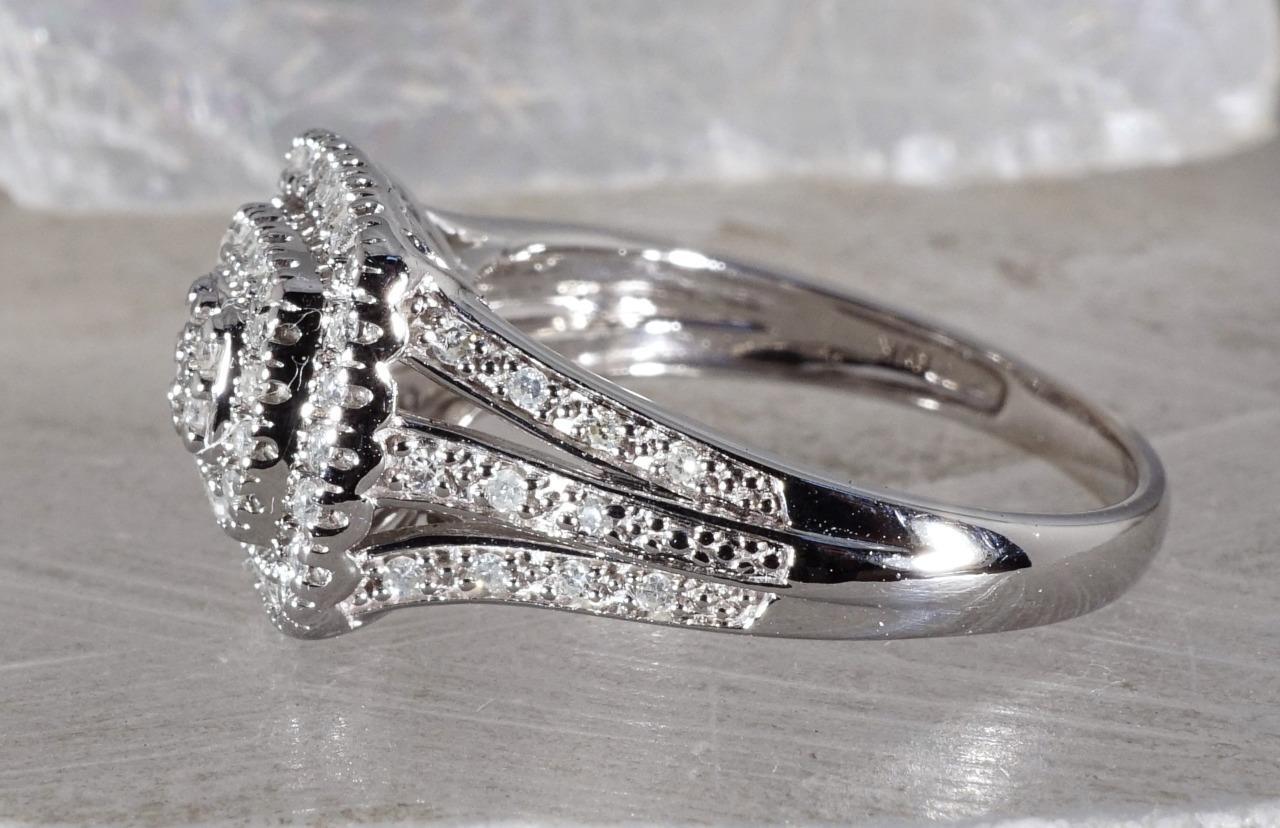 Keepsake Diamond Cluster Ring .35 CTW 10K White Gold Size 7 | eBay