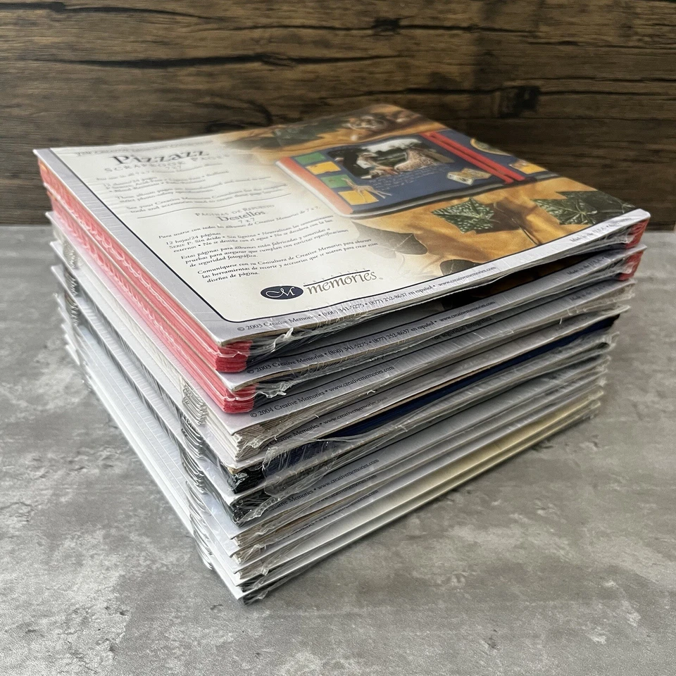 Lote de 10 páginas de álbum de recortes Creative Memories 7x7 Pizzazz natural negro azul con reglas Foto 4 de 4