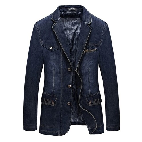 Hombres Multi Bolsillo Denim Chaqueta Primavera Blazer Trajes Hombre Jeans Abrigo Prendas de abrigo Nuevo - Imagen 16 de 16
