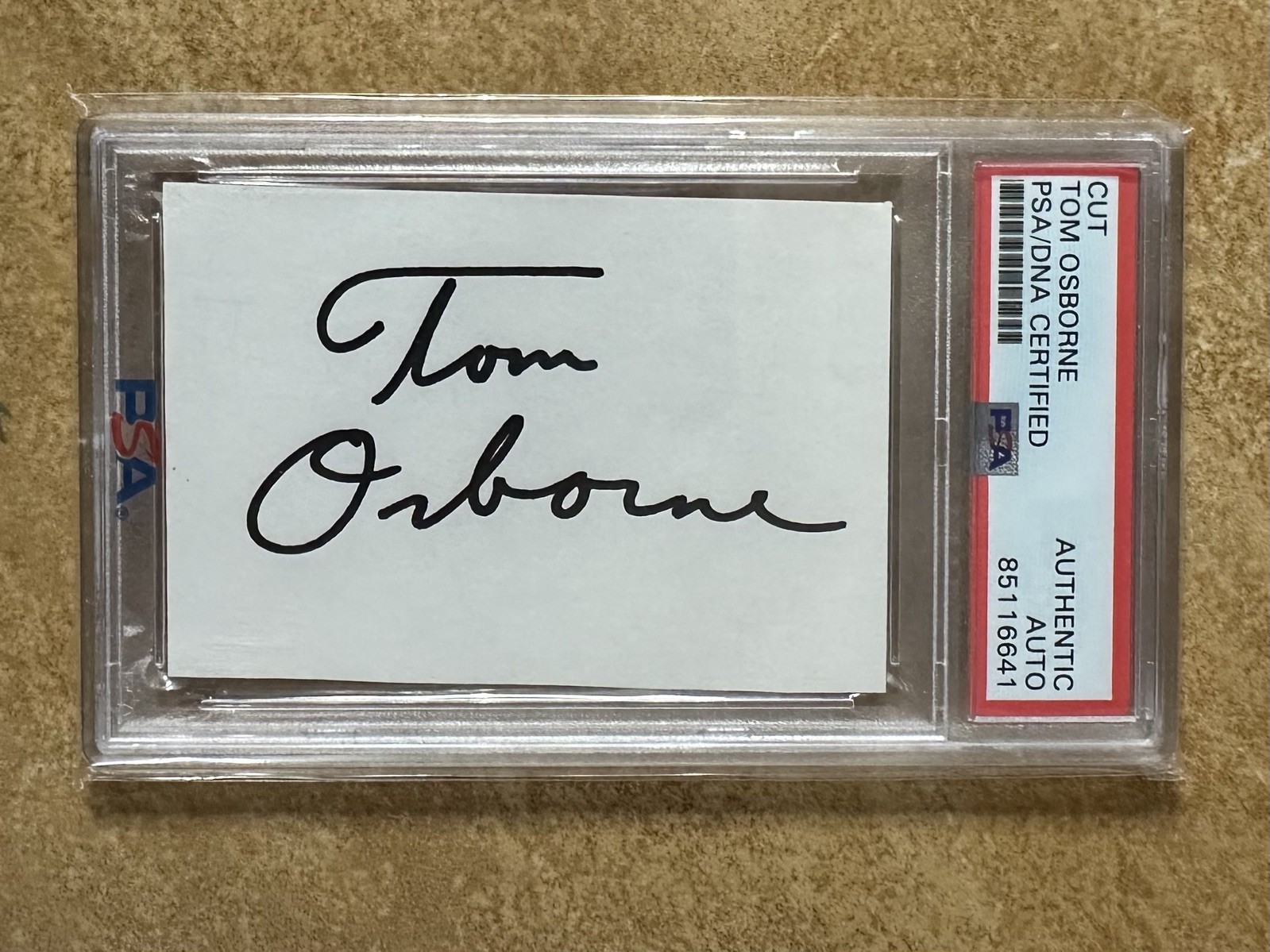 Tom Osborne Signed Cut PSA/DNA Slabbed Nebraska Cornhuskers Football Coach 