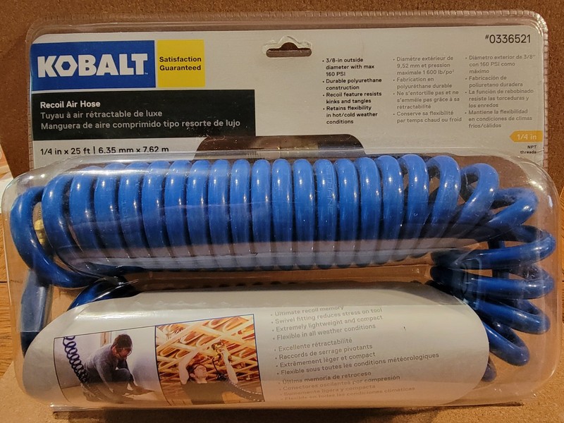 Kobalt 1/4 in x 25 ft Recoil Air Hose Polyurethane Blue NPT SGY-AIR157JH