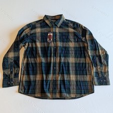 EDDIE BAUER MEN'S GREEN BROWN BRISTOL FLANNEL PLAID SHIRT XXL NWT