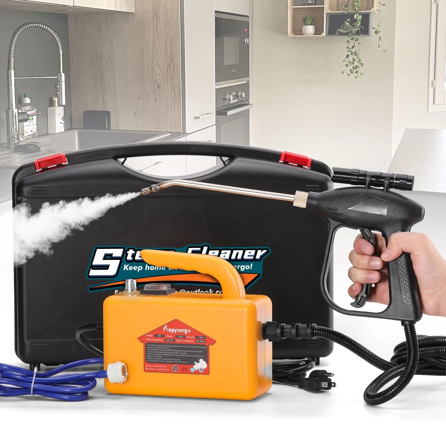 Car Engine Steam Cleaner High Pressure Steamer Cleaning Grout Tile Auto Washer
