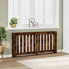 Image of industrial Radiator Cover Smoked Oak 68.8 inch L with a flat top shelf