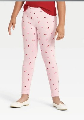 Cat & Jack Girls Pink Ankle Leggings Cherry Print Pattern Theme : 2pairs (L)9-11