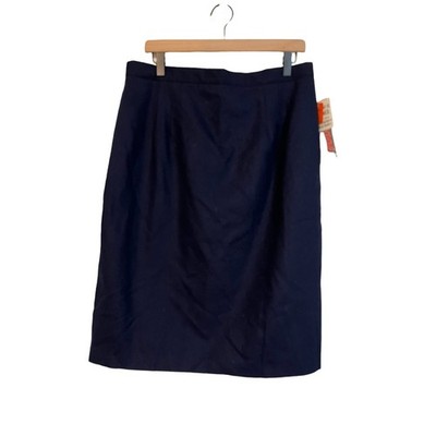 Requirements Vintage Womens !00% Wool Navy Blue Skirt Size 18