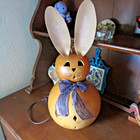 Antique Large Rabbit Lamp Pumpkin Halloween Made of Gourd Jack O Lantern Lamp — photo 1