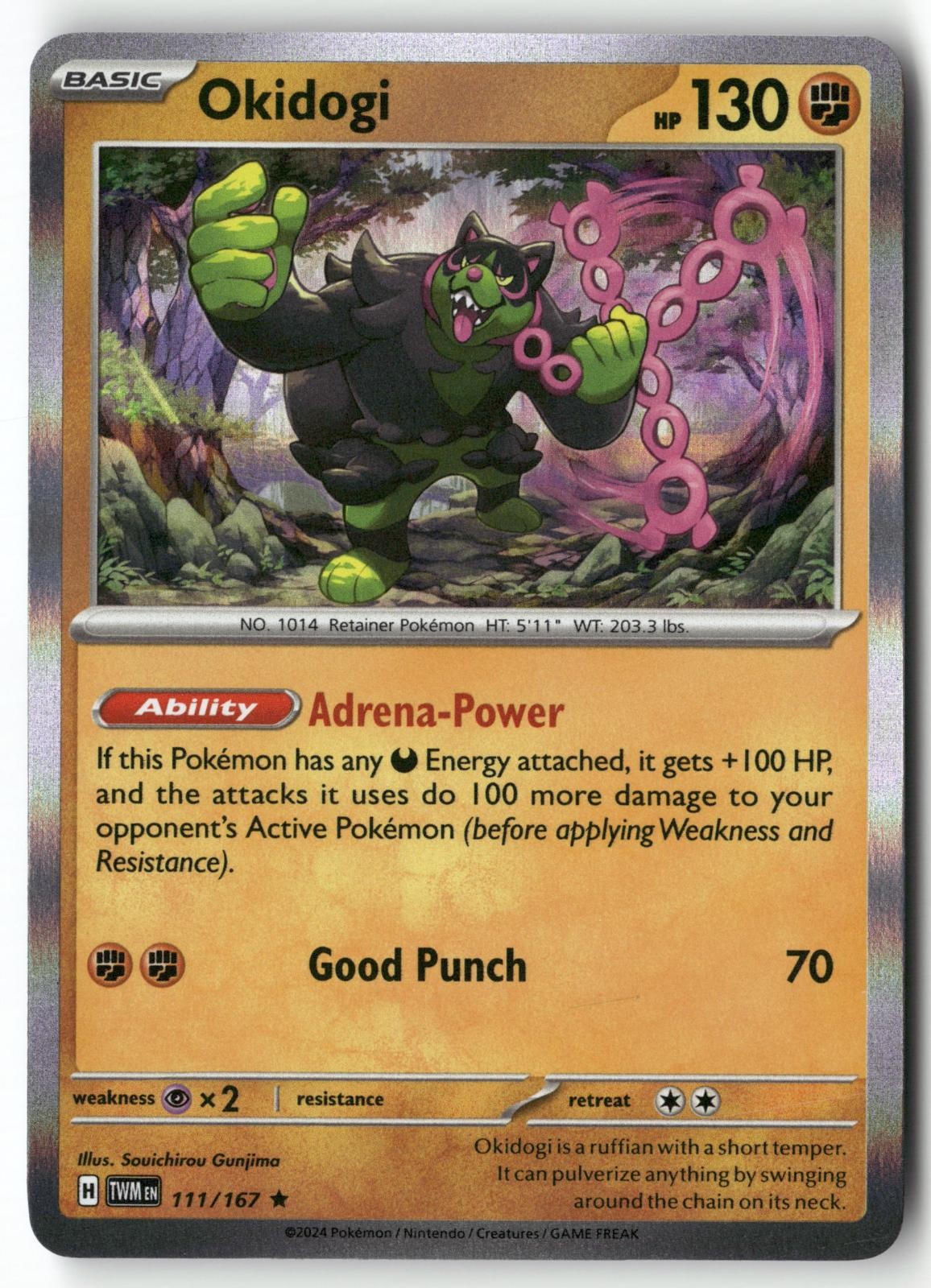 Okidogi 111/167 Rare Twilight Masquerade Pokemon Holo Near Mint