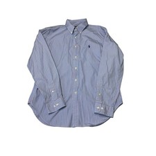 Ralph Lauren Men Classic Fit Striped Button Down Shirt Blue Pink White Size 16