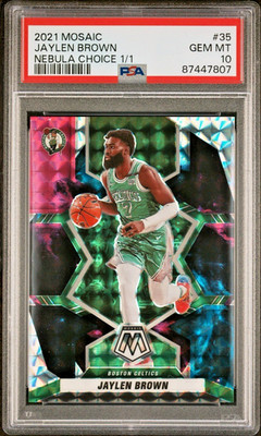 2021-22 Panini Mosaic Jaylen Brown Nebula Choice Prizm PSA 10 #1/1