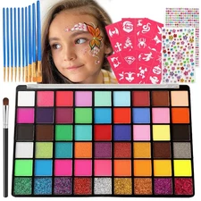 Face Painting Kit for Kids, 54 Color Professional Face Painting Kits with 10 ...