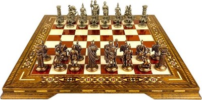 Luxury Handmade Chess Set Roman Empire Design   Solid Wood Board Christmas Gift