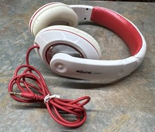 Sound Logic Over Ear Wired Padded Adjustable Headphones White Red