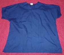 CHEROKEE WORKWEAR WOMENS SIZE L NAVY BLUE V-NECK SCRUB TOP STYLE 4700