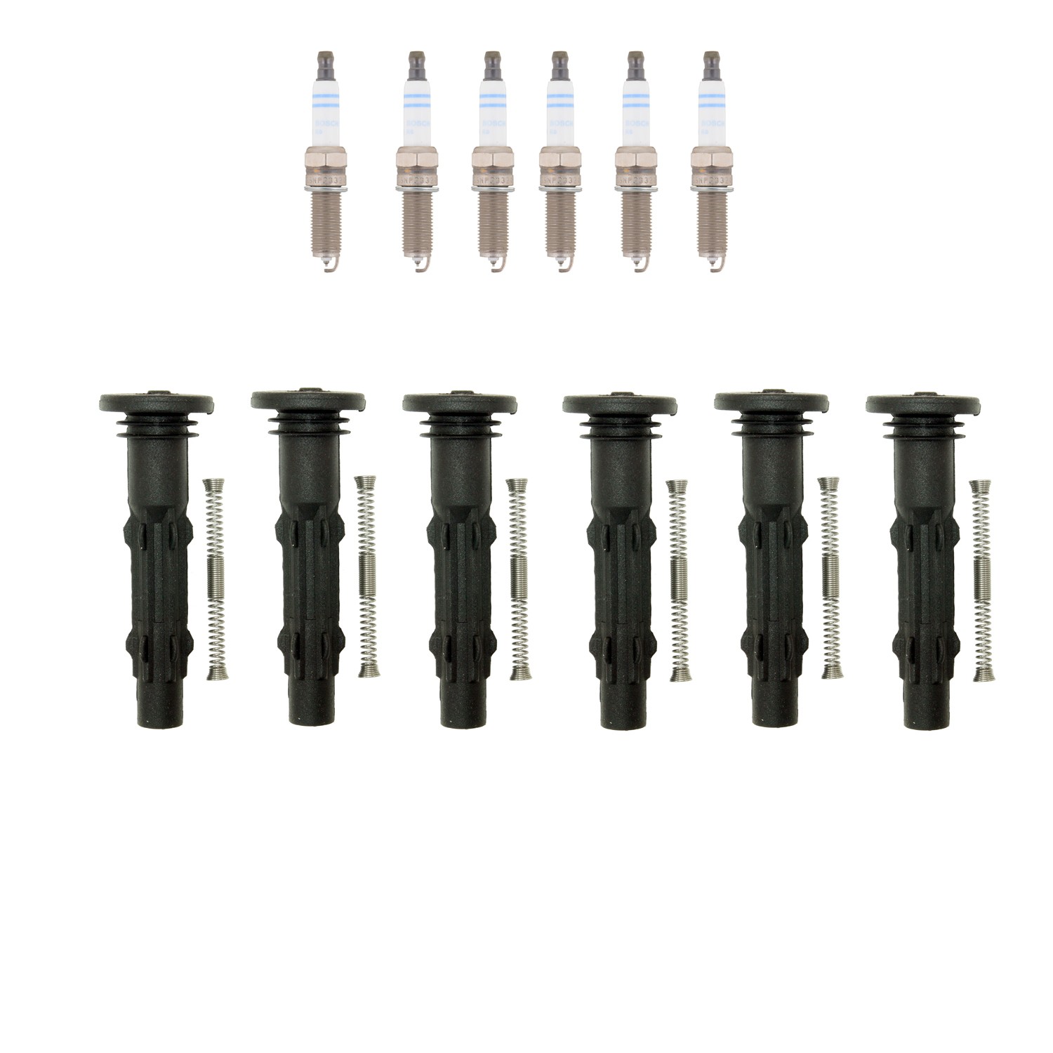 Bosch 6 Double Platinum Spark Plugs  NGK Coil Boots Kit for C250 C230 2.5L V6
