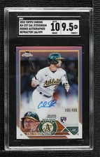 2023 Topps Chrome Rookie Refractor 166/499 Cal Stevenson SGC 9.5 Mint+ Auto 19kh